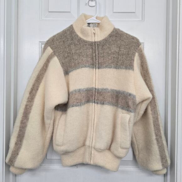 Samband of Iceland 100% Wool Jacket S Cream Nordic Winter Cozy Chunky Oversized - Picture 3 of 13